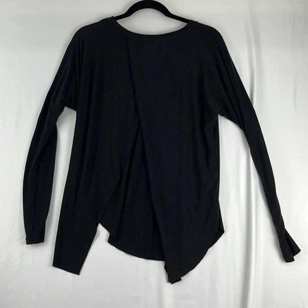 Aritzia Wilfred La Rivière Black Rayon Split Open-Back Long Sleeve Sweater - Picture 8 of 10